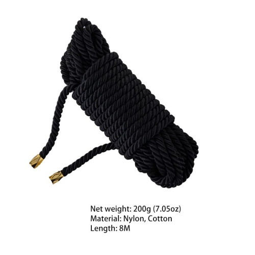 Веревка для шибари LOCKINK SEVANDA Shibari Pratice Rope, черная, 8 м, нейлон+хлопок