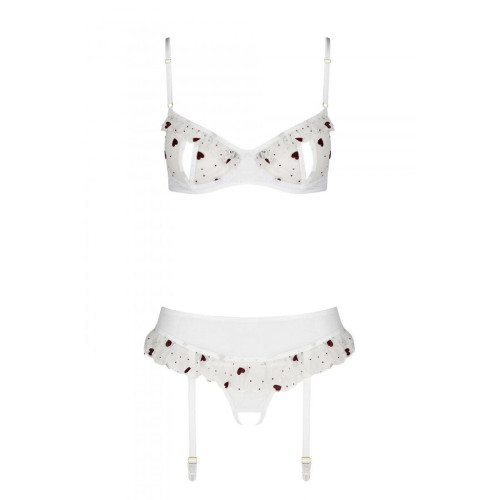 Сексуальный комплект с поясом для чулок Passion LOVELIA SET white L/XL