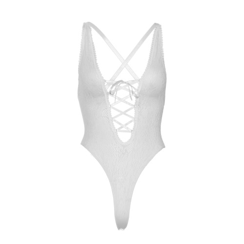 Кружевное боди Leg Avenue Floral lace thong teddy White one size