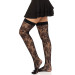 Чулки Leg Avenue Wild rose net thigh highs, One Size, черные, широкая резинка, рисунок-розы