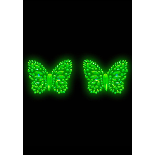 Пэстис-бабочки из кристаллов Leg Avenue Chrysallis nipple sticker, наклейки, светятся в темноте