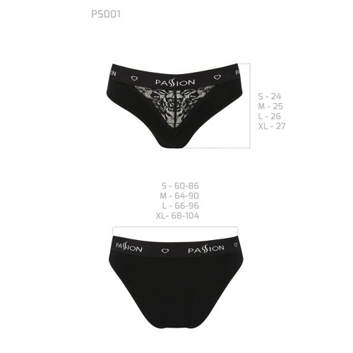 Трусики с широкой резинкой и кружевом Passion PS001 PANTIES S, black