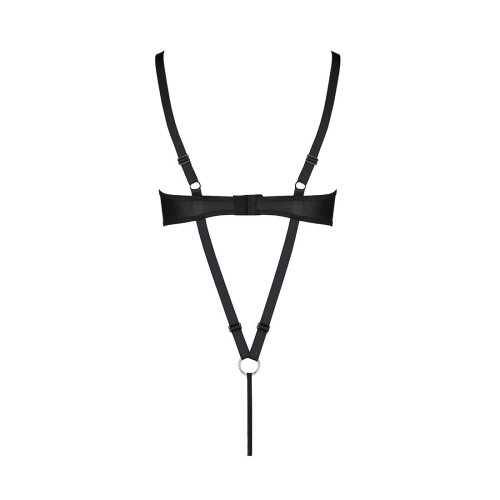 Боді з екошкіри Passion CELINE BODY black XXL/XXXL: з доступом, відкритий