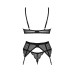 Комплект Obsessive Chemeris 3-pcs set XS/S, стрінги, пояс для панчіх, бюстгальтер