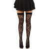 Чулки Leg Avenue Wild rose net thigh highs, One Size, черные, широкая резинка, рисунок-розы
