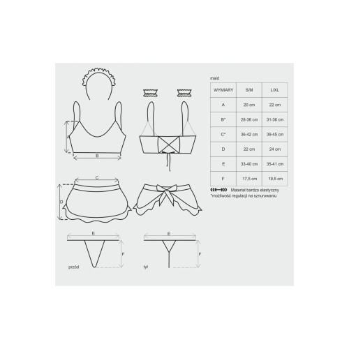 Атласний еротичний костюм покоївки Obsessive Maid set чорний S/M