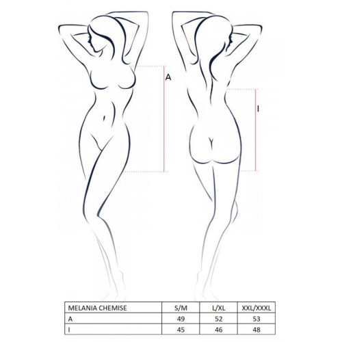 Сорочка прозора бебі дол Passion MELANIA CHEMISE Чорна L/XL