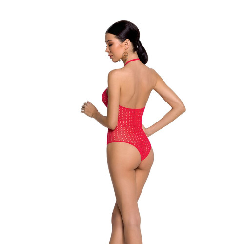 Бодистокинг из декольте Passion BS088 red, имитация корсетной шнуровки