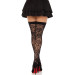 Чулки Leg Avenue Wild rose net thigh highs, One Size, черные, широкая резинка, рисунок-розы