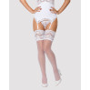 Чулки под пояс с широким кружевом Obsessive 810-STO-2 stockings белые S/M