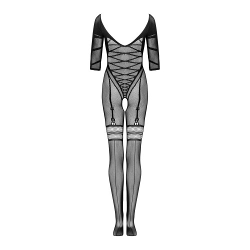 Сетчатый бодистокинг с имитацией подвязок Obsessive Bodystocking G329 черный S/M/L