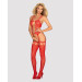 Бодистокинг Obsessive Bodystocking G313 шнуровка, геометрический декор red S/M/L