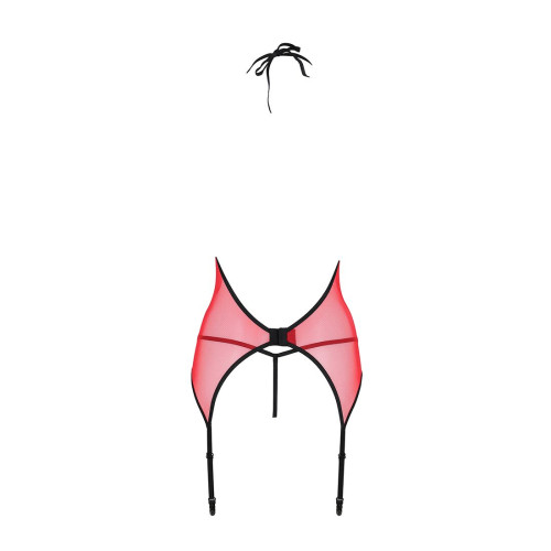 Корсет з пажами для панчіх Passion PEONIA CORSET red S/M