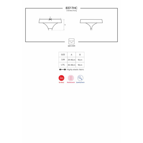 Мереживні танги з доступом Obsessive 837-THC-1 чорні L/XL