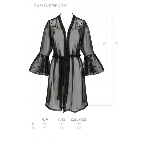 Воздушный пеньюар Passion LOVELIA PEIGNOIR black XXL/XXXL