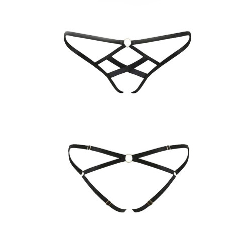 Трусики зі стреп Passion Exclusive Nicky Thong black XXL/XXXL