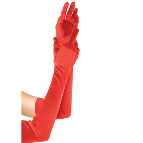 Длинные атласные перчатки Leg Avenue Extra Long Satin Gloves, One Size, красные