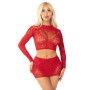 Комплект Leg Avenue Rhinestone Crop Top and Mini Skirt One Size, Red