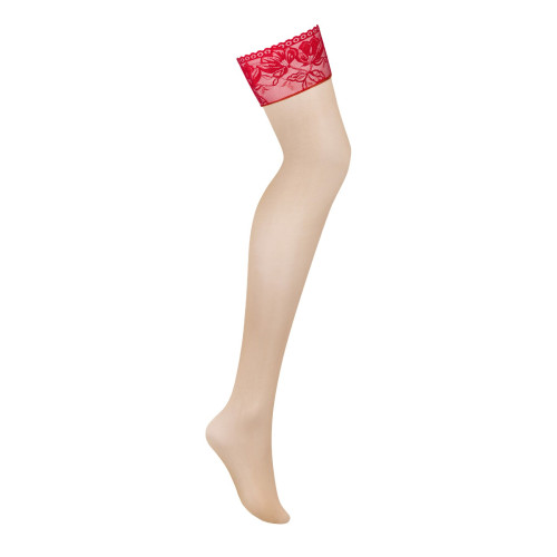 Чулки Obsessive Lacelove stockings красные XS/S