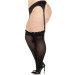 Чулки Leg Avenue Lace top opaque thigh highs, 1X/2X, черные, полупрозрачные, кружевная резинка