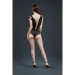 Боди Moonlight Model 11 Black XS-L, глубокое декольте, вставки из большой сетки по бокам, имитация кролик