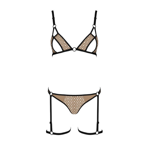 Эротический комплект нижнего белья Passion GABI SET beige XXL/XXXL