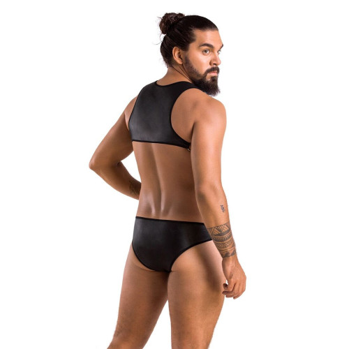 Мужское кожаное боди Passion 056 Adam Black XXL/XXXL