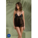 Пеньюар Passion KERRIA CHEMISE black, XXL/XXXL, кружевной верх, трусики в комплекте