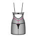 Пеньюар Obsessive Novenes chemise & thong, XL/2XL, обтислий, прозорий, зі стрепами, стрінги в компле
