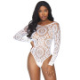 Еротичне боді-бодістокінг Leg Avenue Snap crotch thong back teddy White S/M