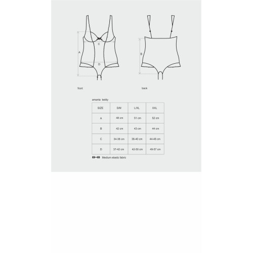 Сетчатое боди на косточках Obsessive Amanta teddy черное L/XL