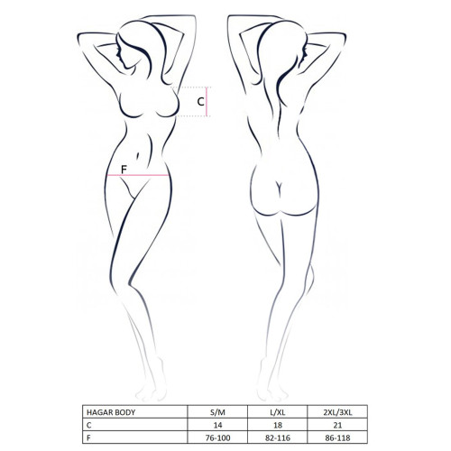 Боди монокини Passion HAGAR BODY Черное L/XL