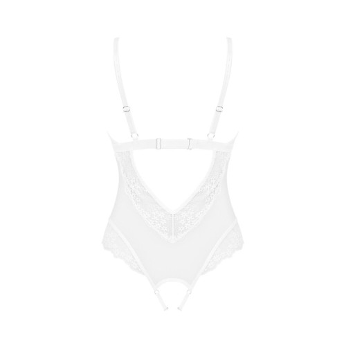 Эротическое полупрозрачное боди Obsessive Heavenlly crotchless teddy белый M/L