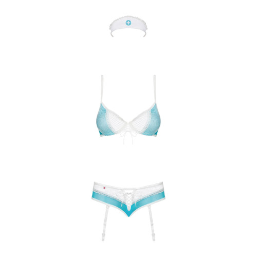 Эротический костюм медсестры Obsessive 834-CST-6 бело-голубой S/M