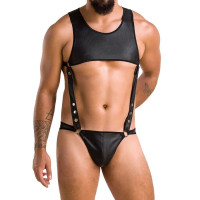 Чоловіче шкіряне боді Passion 056 Adam Black XXL/XXXL