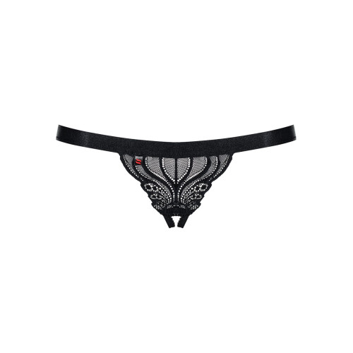 Мереживні танги з доступом Obsessive 828-THC-1 crotchless thong чорні L/XL