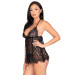 Сорочка беби-долл Leg Avenue Floral lace babydoll & string Black M, стринги