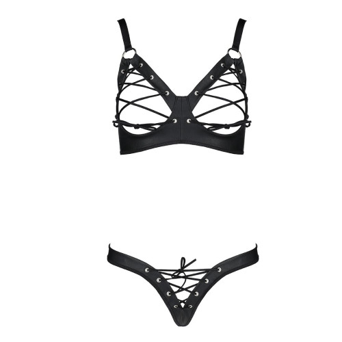 Комплект з екошкіри Passion CELINE BIKINI black L/XL