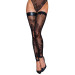 Панчохи без миска Noir Handmade F243 Tulle stockings with patterned flock embroidery, S