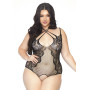 Тедді з відкритим доступом Leg Avenue Net lace crotchless teddy Black XL/XXL