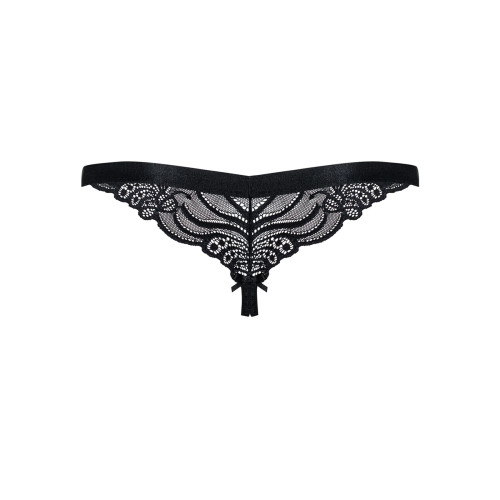 Мереживні танги з доступом Obsessive 828-THC-1 crotchless thong чорні L/XL