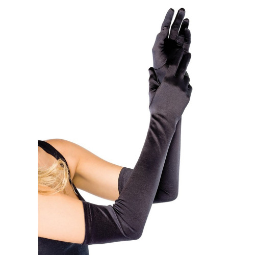 Длинные атласные перчатки Leg Avenue Extra Long Satin Gloves, One Size, черные