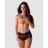 Мереживні трусики-шортики Obsessive Idillia shorties black L/XL