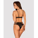 Эротический комплект под латекс со стрепами Obsessive Bagirela 2-pcs set, черный S/M