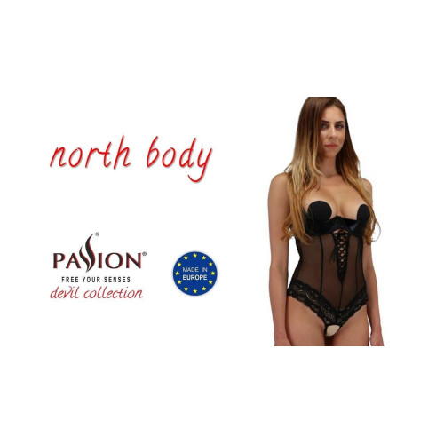 Боди с открытой грудью Passion NORTH BODY Черный S/M