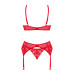 Комплект Obsessive Ingridia 3-pcs set XS/S, красный, бюстгальтер, стринги, пояс