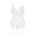 Сатиновый кружевной корсет Obsessive 810-COR-2 babydoll & thong корсет, танга, белый S/M