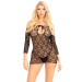 Платье-сетка с сердечками Leg Avenue Heart net mini dress Black, завязки, открытые плечи, One Size