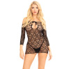Платье-сетка с сердечками Leg Avenue Heart net mini dress Black, завязки, открытые плечи, One Size