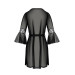 Пеньюар Passion LEAFA PEIGNOIR black S/M, довжина трохи вище коліна, широкі рукави, зав'язується на пояс